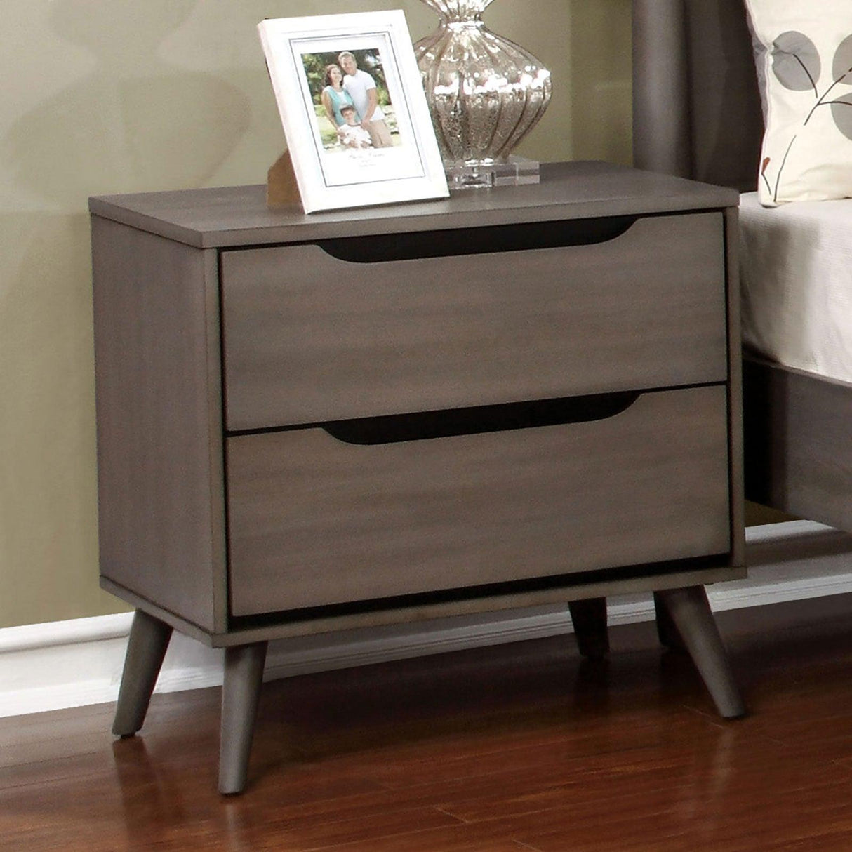Lennart Gray Night Stand by Furniture of America at Eve Furniture