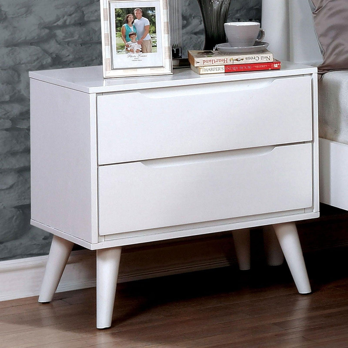 Lennart White Night Stand by Furniture of America at Eve Furniture