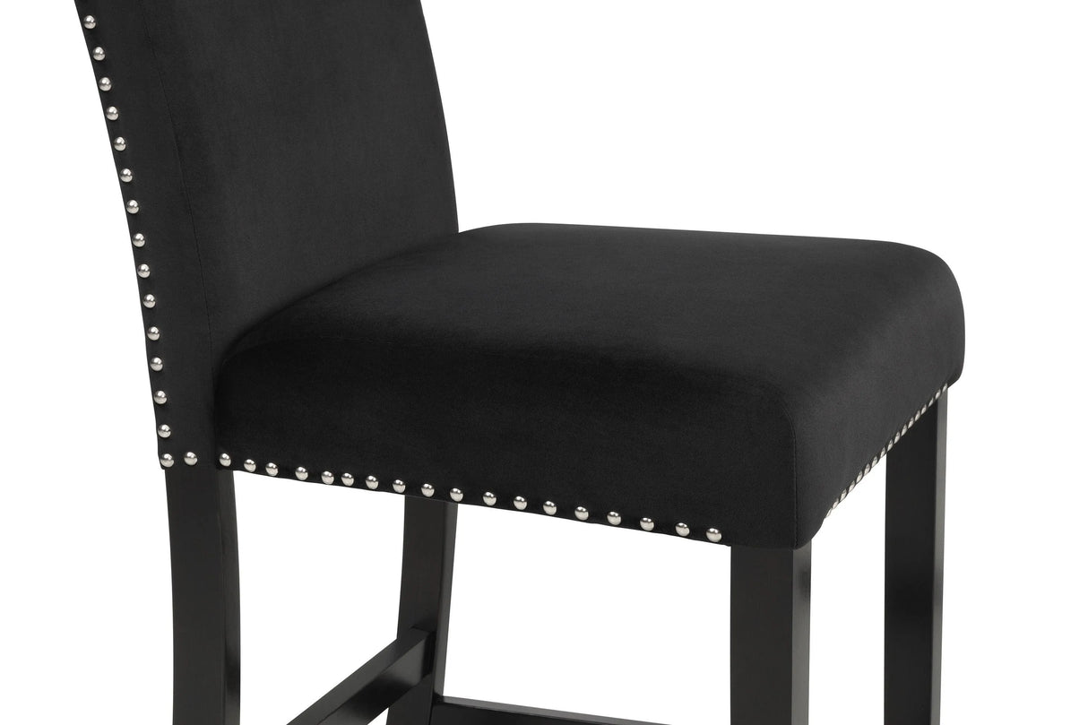 Lennon Black and White Velvet 5-Piece Counter Height Dining Set by Crown Mark at Eve Furniture