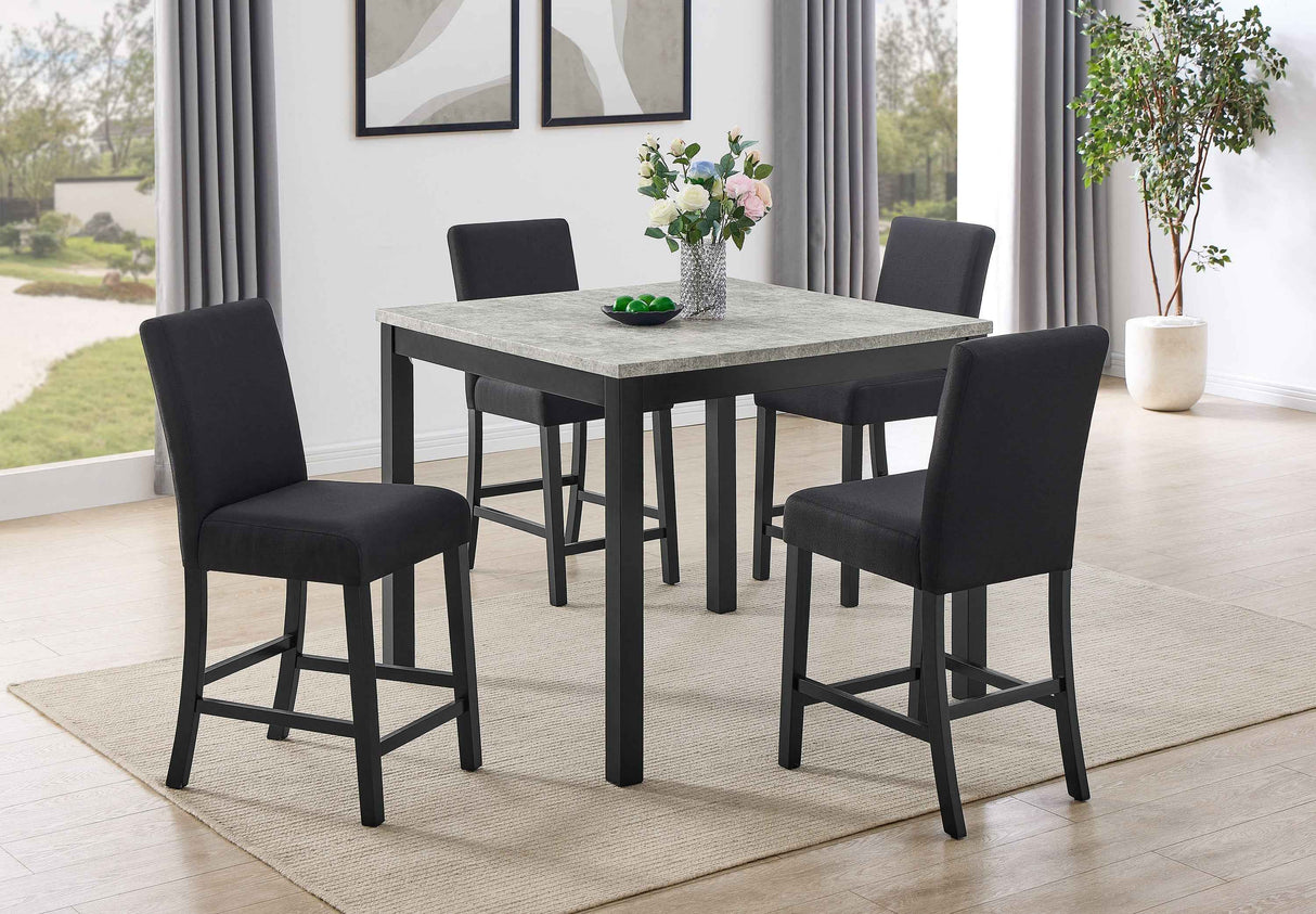 Lennon Black/Concrete 5-Piece Counter Height Set by Crown Mark at Eve Furniture