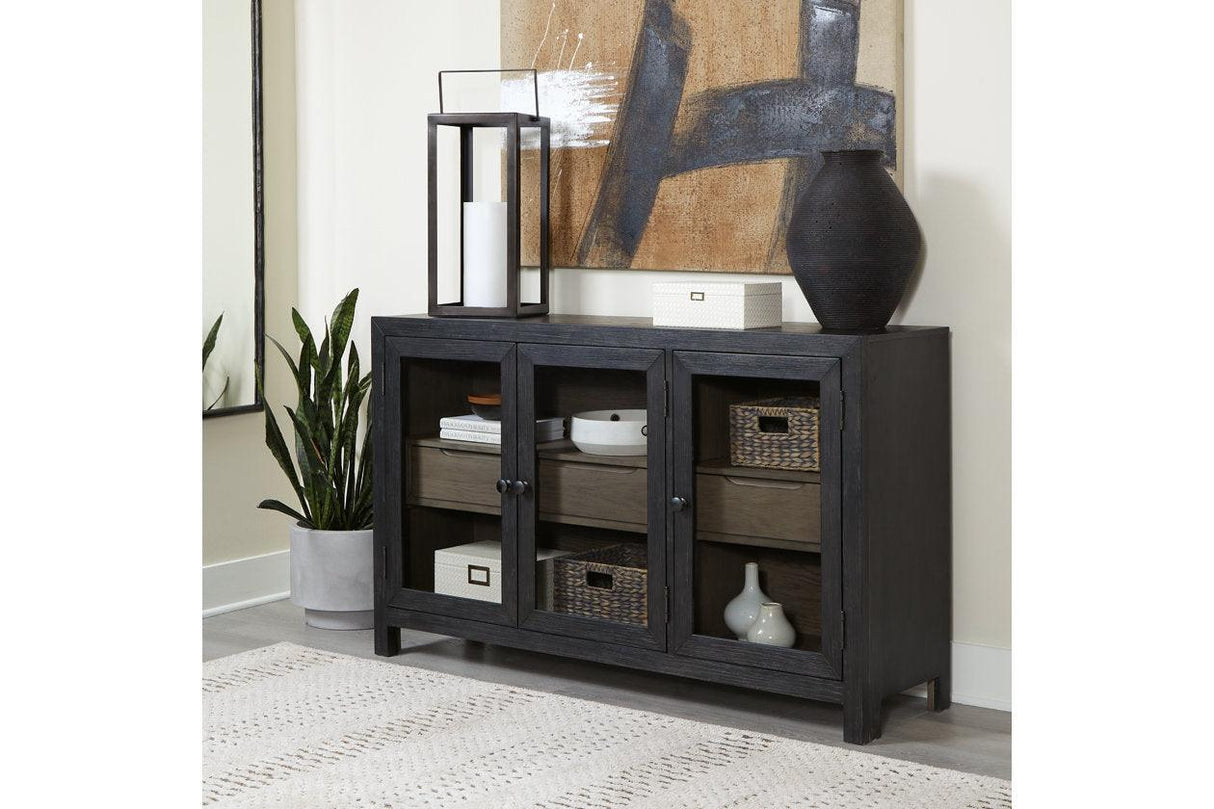 Lenston Black/Gray Accent Cabinet by Ashley at Eve Furniture
