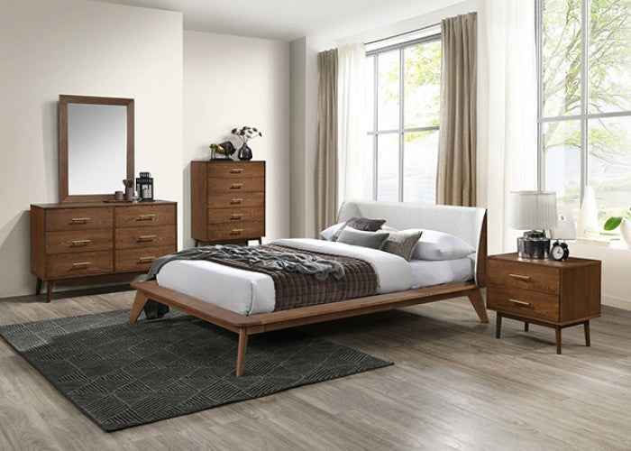 Lenzburg Walnut/Beige 4-Piece Queen Bedroom Set by Furniture of America at Eve Furniture
