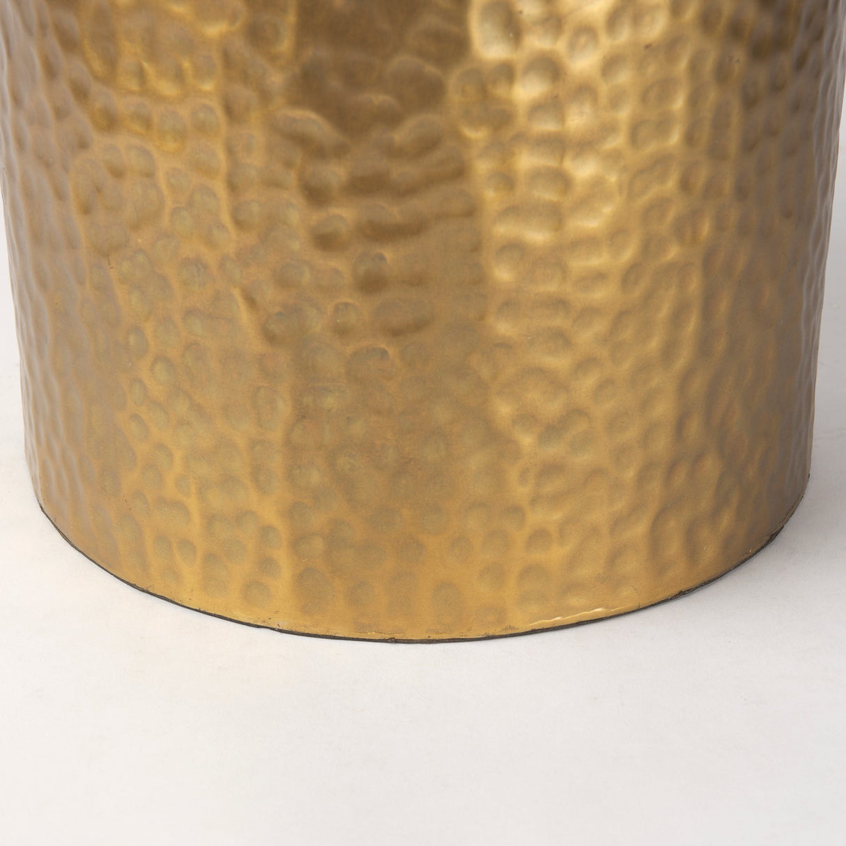 Leo Gold Hammered W/White Fabric Shade Table Lamp by Mercana at Eve Furniture