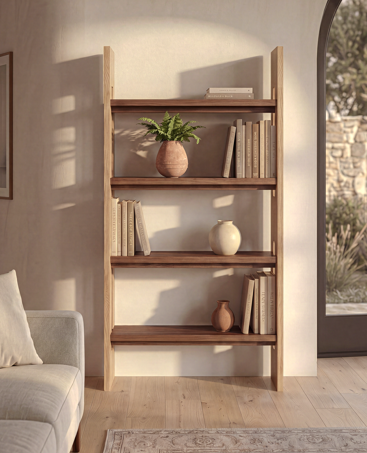 Leo Oak & Walnut Bookcase by Co.House Designs at Eve Furniture