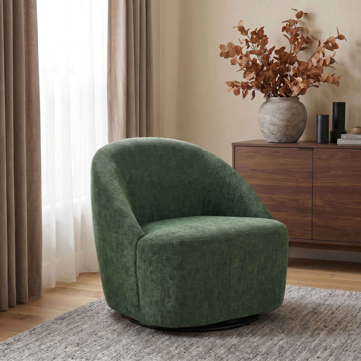 Leon Green Chenille Upholstered Swivel Accent Chair by Coaster at Eve Furniture