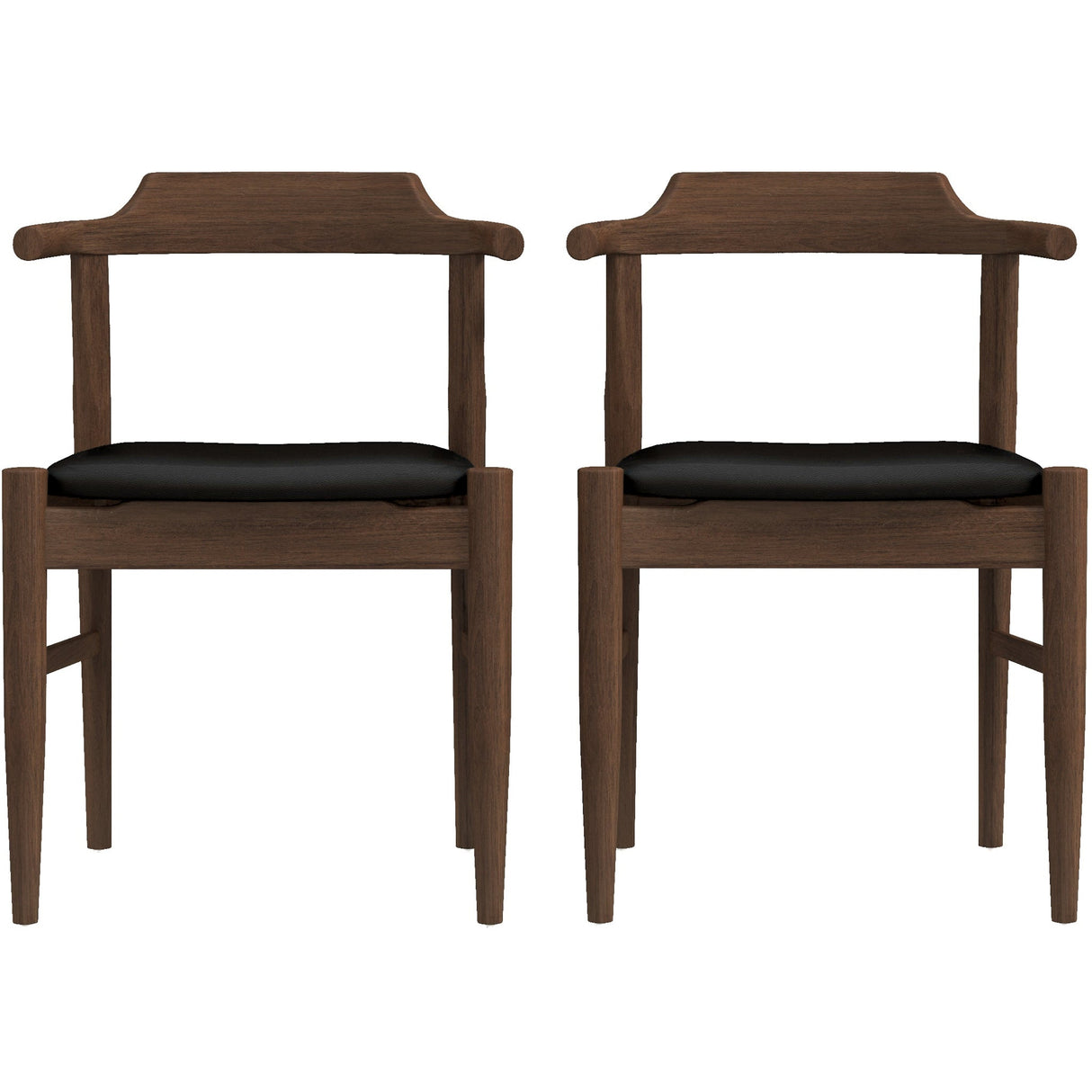 Leon Mid-Century Modern Black Vegan Leather Dining Chair (Set of 2) by Ashcroft Furniture at Eve Furniture