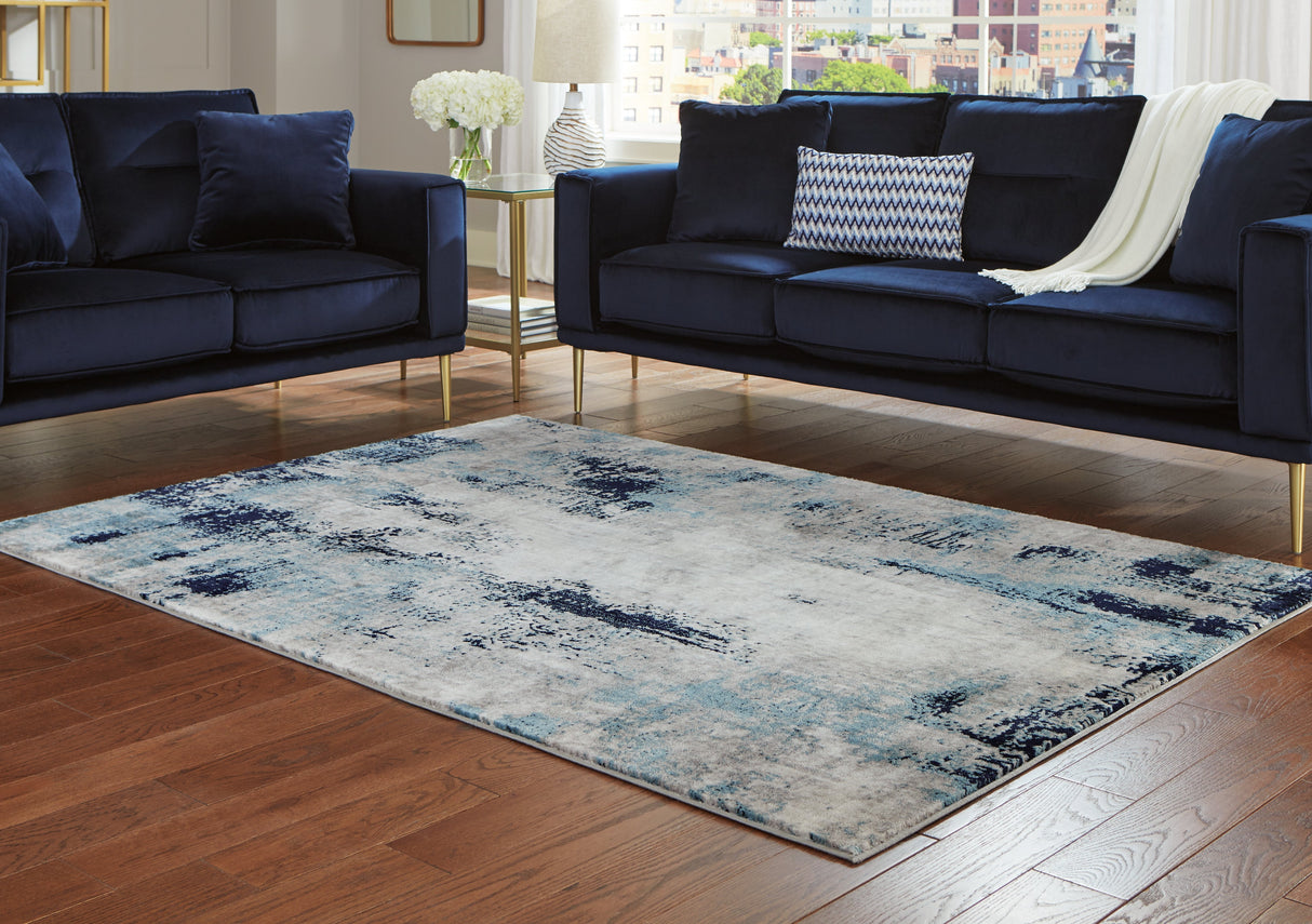 Leonelle Cream/Blue/Gray Large Rug by Ashley at Eve Furniture
