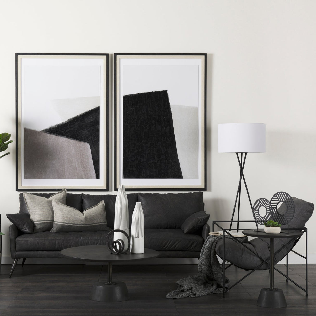 Leonidas 28.5L x 29.5W x 34.0H Black Faux Leather Seat W/ Black Metal Frame Accent Chair by Mercana at Eve Furniture