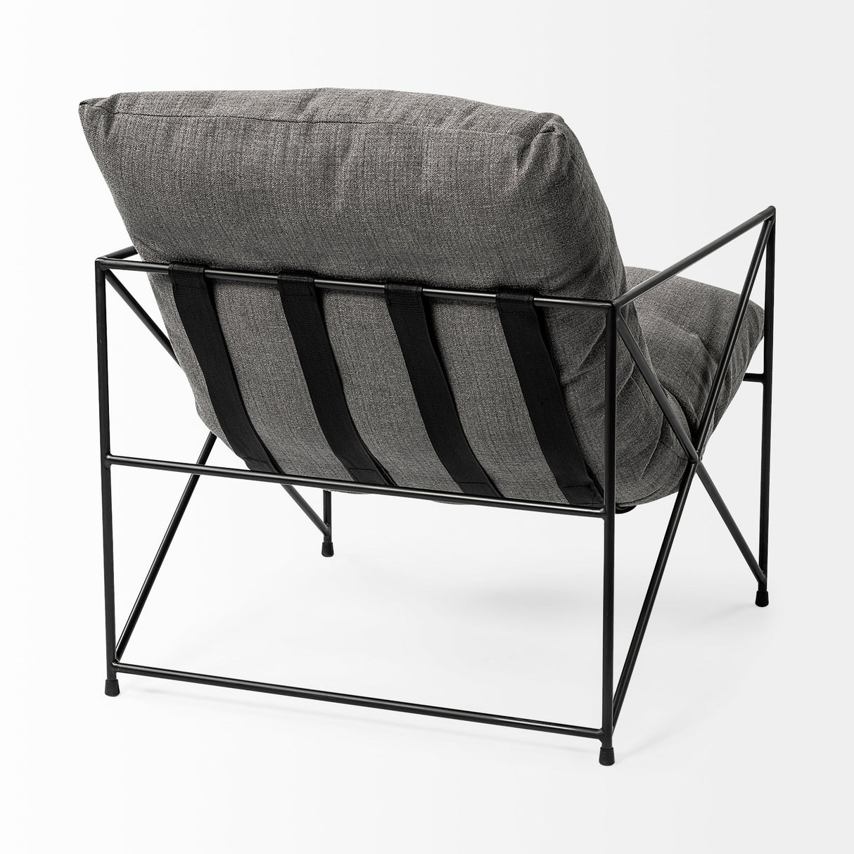 Leonidas 28.5L x 29.5W x 34.0H Grey Fabric Wrap Black Metal Frame Accent Chair by Mercana at Eve Furniture
