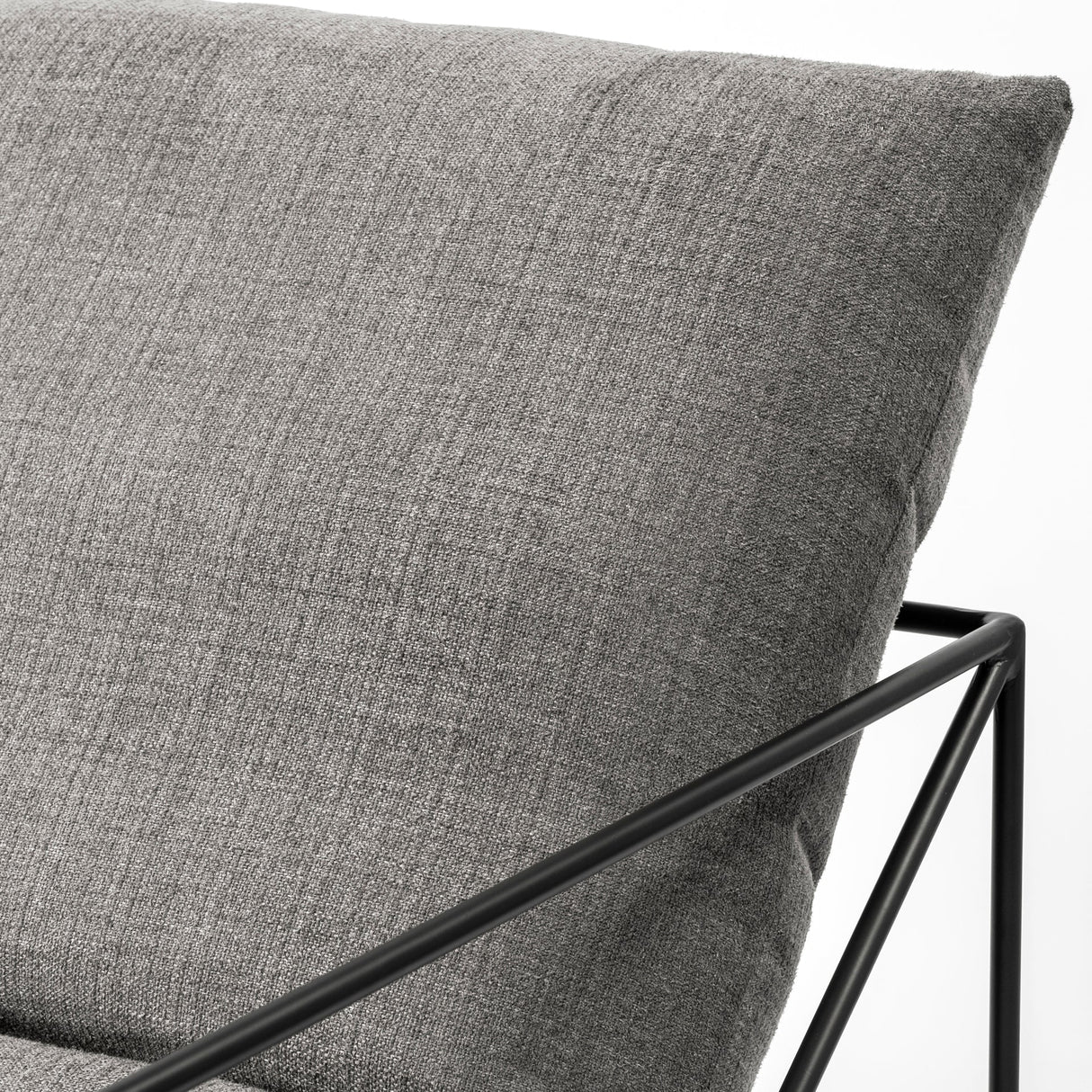 Leonidas 28.5L x 29.5W x 34.0H Grey Fabric Wrap Black Metal Frame Accent Chair by Mercana at Eve Furniture