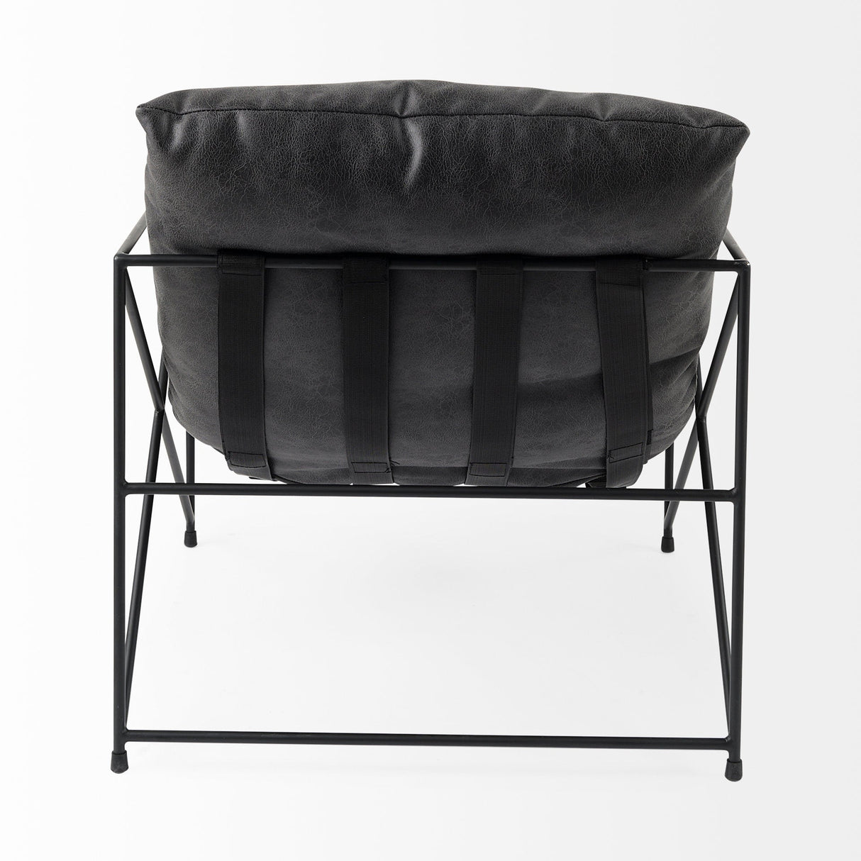 Leonidas Black Faux Leather Seat W/ Black Metal Frame Accent Chair by Mercana at Eve Furniture