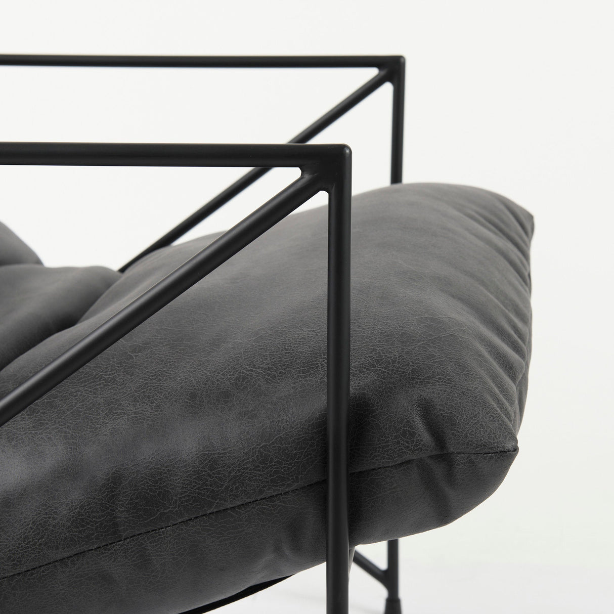 Leonidas Black Faux Leather Seat W/ Black Metal Frame Accent Chair by Mercana at Eve Furniture