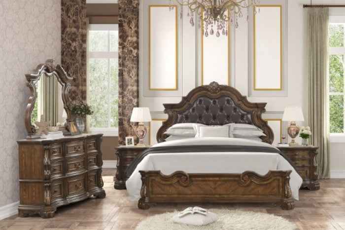 Leovanni Dark Brown 4-Piece Queen Bedroom Set by Furniture of America at Eve Furniture