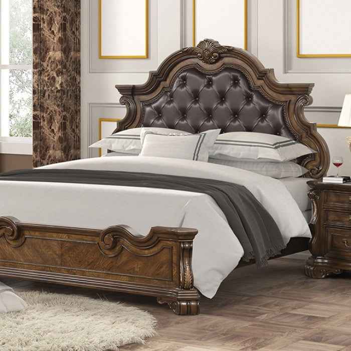 Leovanni Dark Brown 4-Piece Queen Bedroom Set by Furniture of America at Eve Furniture
