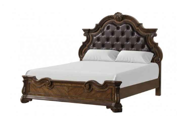 Leovanni Dark Brown 4-Piece Queen Bedroom Set by Furniture of America at Eve Furniture