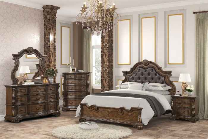 Leovanni Dark Brown 4-Piece Queen Bedroom Set by Furniture of America at Eve Furniture