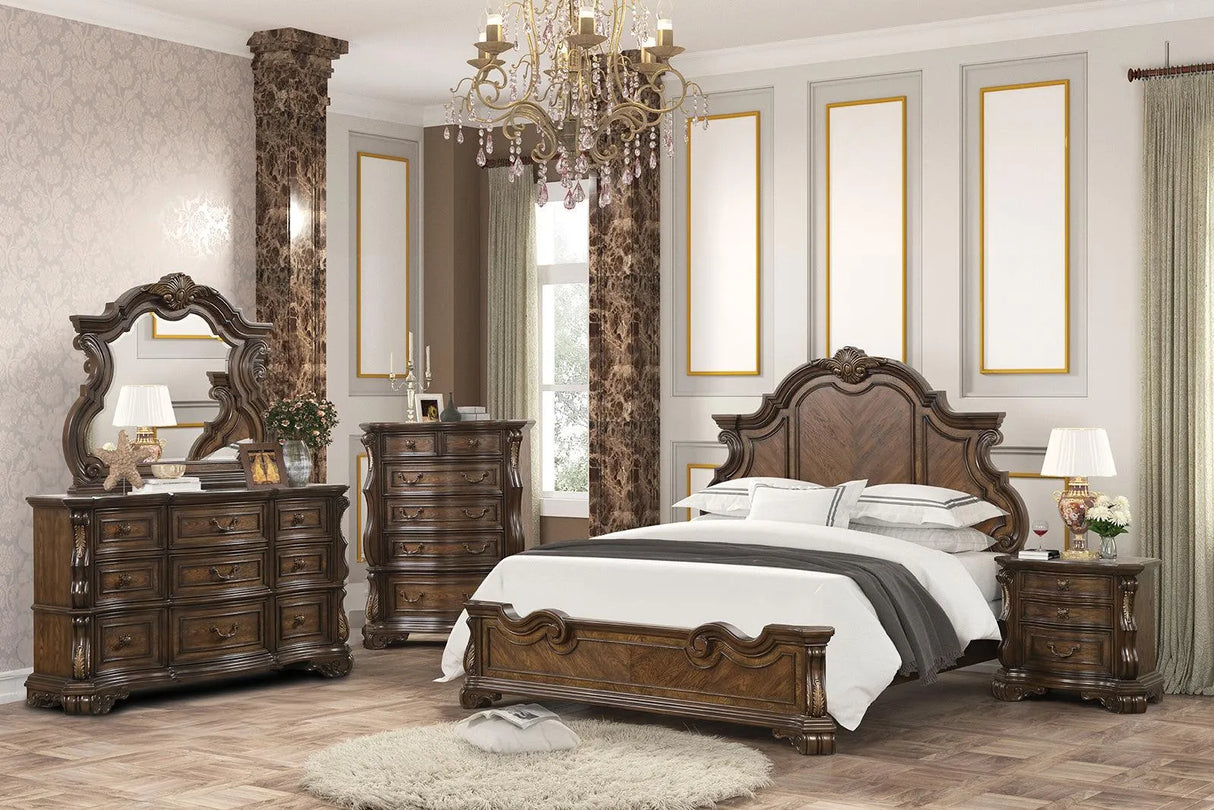Leovanni Dark Brown Bombay Queen Bed by Furniture of America at Eve Furniture