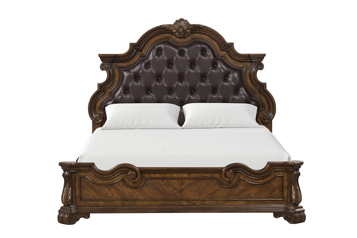 Leovanni Dark Brown Bombay Tufted King Bed by Furniture of America at Eve Furniture
