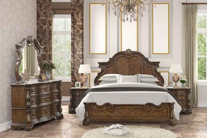 Leovanni Traditional Dark Brown 4-Piece Queen Bedroom Set by Furniture of America at Eve Furniture