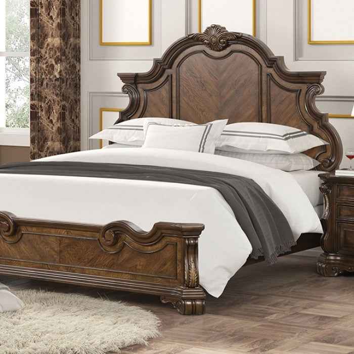 Leovanni Traditional Dark Brown 4-Piece Queen Bedroom Set by Furniture of America at Eve Furniture