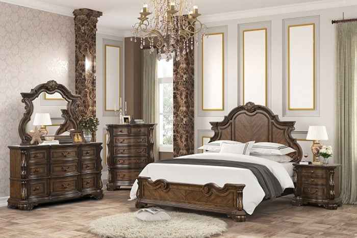 Leovanni Traditional Dark Brown 4-Piece Queen Bedroom Set by Furniture of America at Eve Furniture