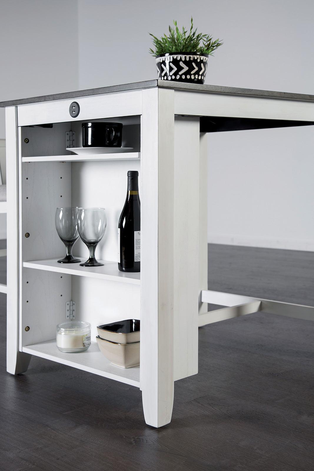 Lescles White/Gray 3 Pc Counter Ht Set (1 Table + 2 Chairs) by Furniture of America at Eve Furniture