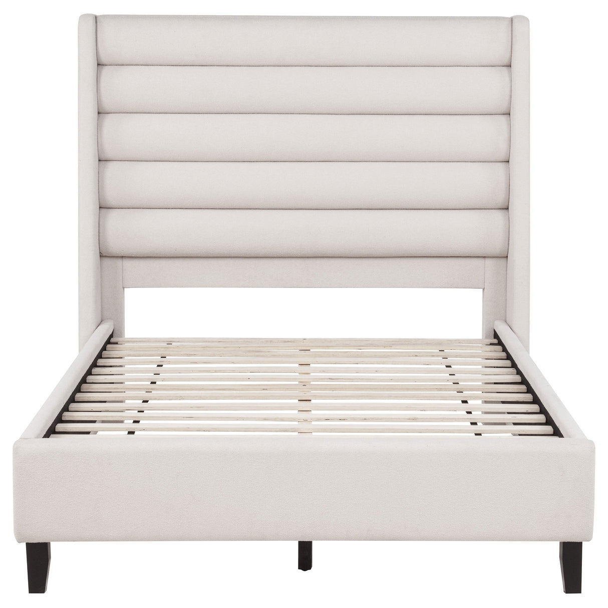 Leslie Beige Upholstered Tufted Full Wingback Platform Bed by Coaster at Eve Furniture