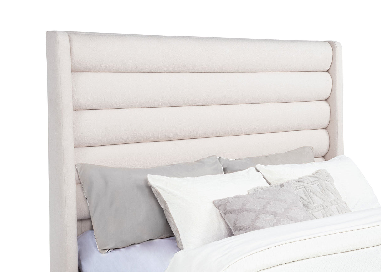 Leslie Beige Upholstered Tufted Queen Wingback Platform Bed by Coaster at Eve Furniture