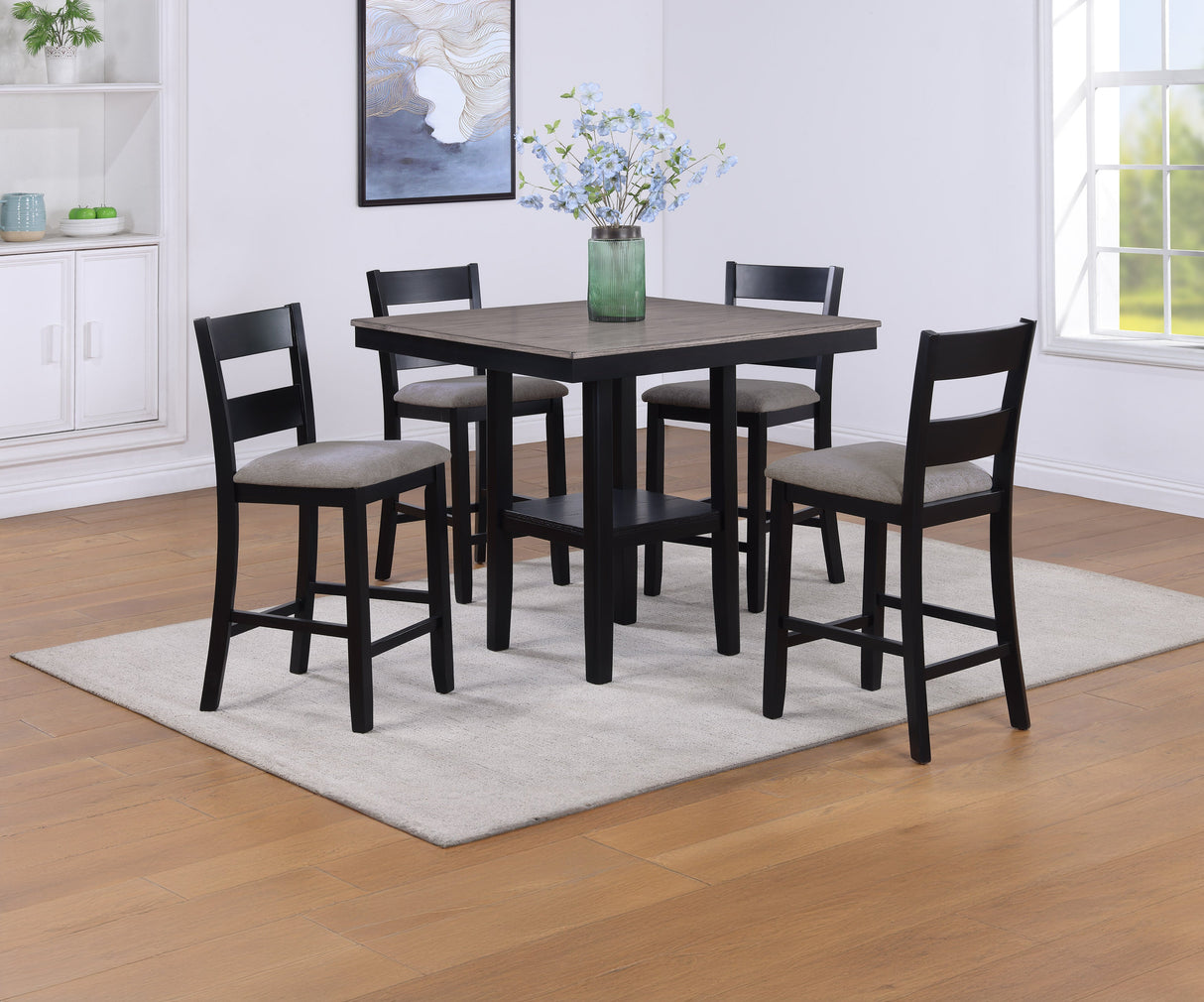 Lester Light Gray 5-Piece Counter Height Set by Crown Mark at Eve Furniture