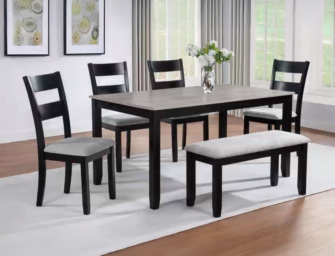 Lester Light Gray 6-Piece Dining Set by Crown Mark at Eve Furniture