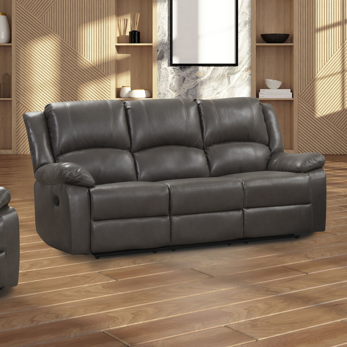 Letha Gray PU Leather Sofa & Loveseat by Furniture of America at Eve Furniture