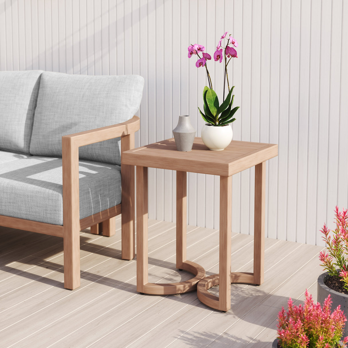 Leto Brown Outdoor Side Table by Zuomod at Eve Furniture