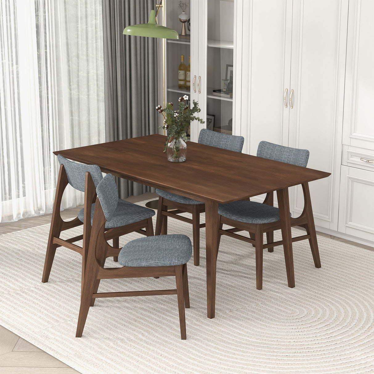 Levi Modern Style Solid Wood Rectangular Walnut Top Dining Table 63" by Ashcroft Imports at Eve Furniture