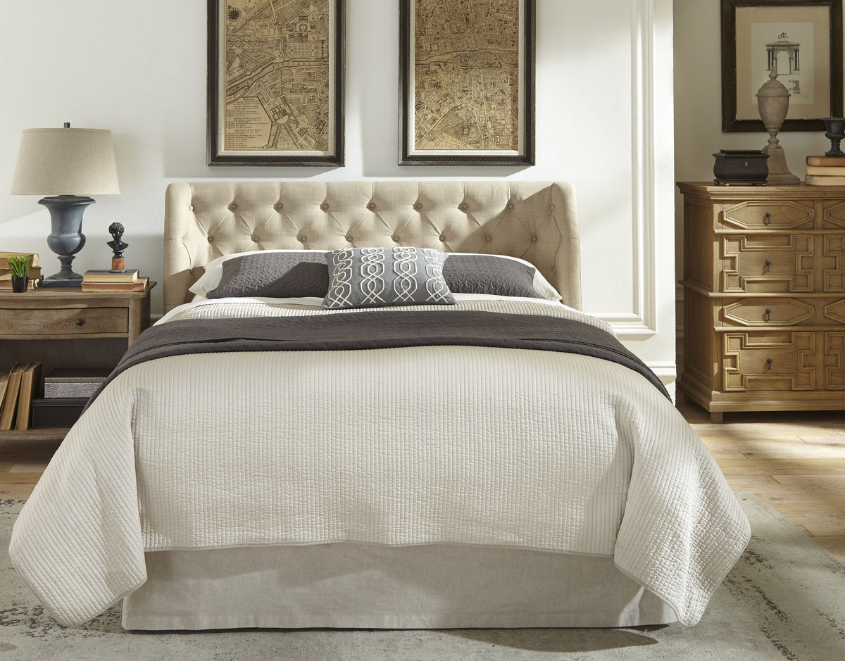 Levi Toast Linen King Tufted Platform Bed by Modus Furniture at Eve Furniture