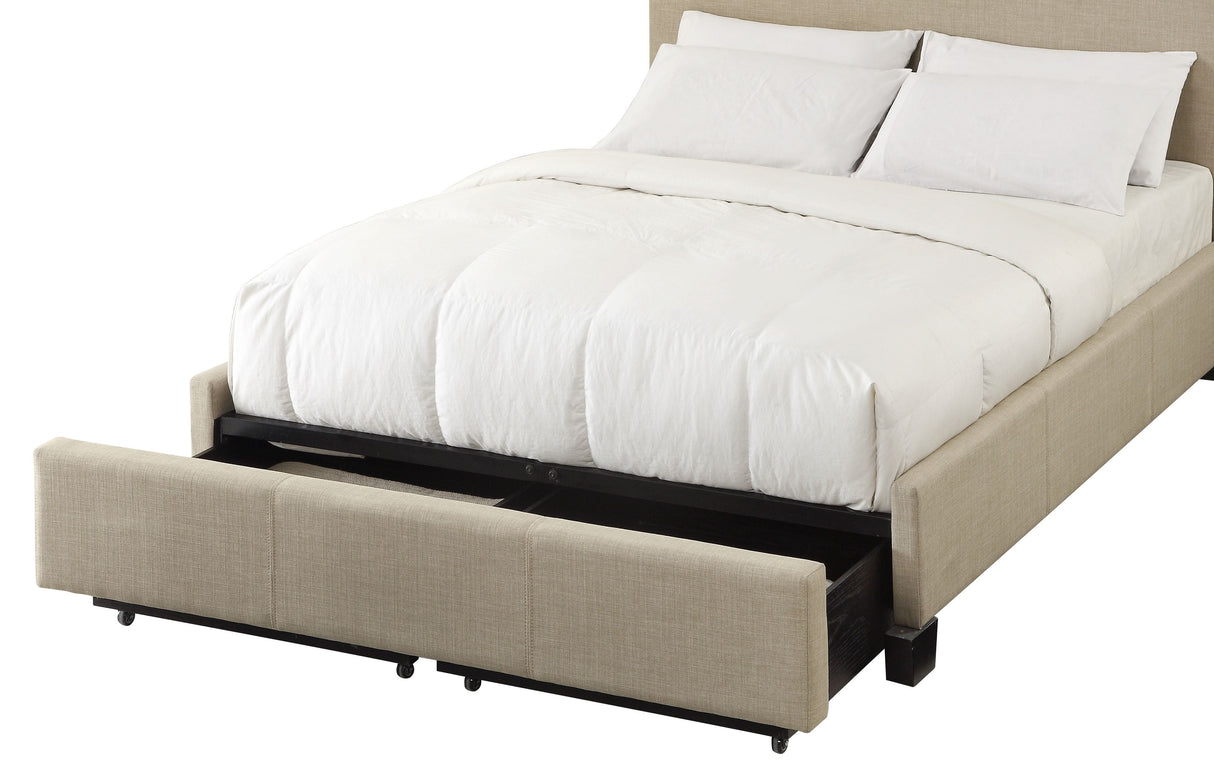 Levi Tufted Footboard Storage Bed in Toast Linen by Modus Furniture at Eve Furniture