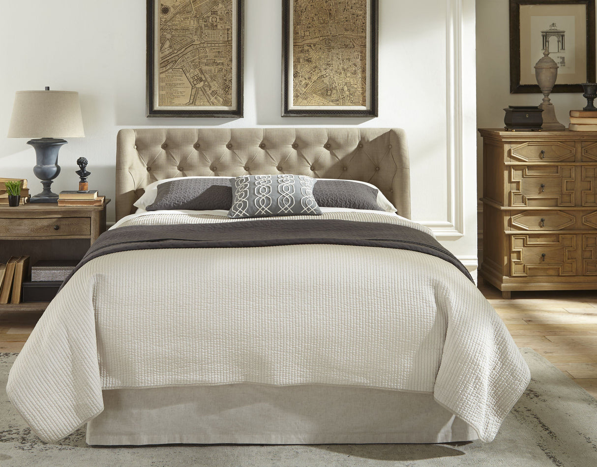 Levi Tufted Platform Bed in Toast Linen by Modus Furniture at Eve Furniture
