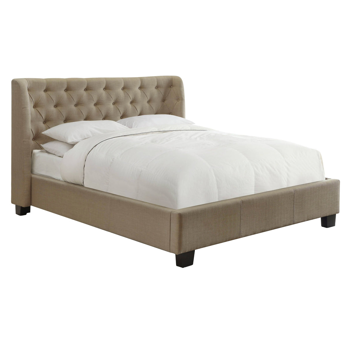 Levi Tufted Platform Bed in Toast Linen by Modus Furniture at Eve Furniture