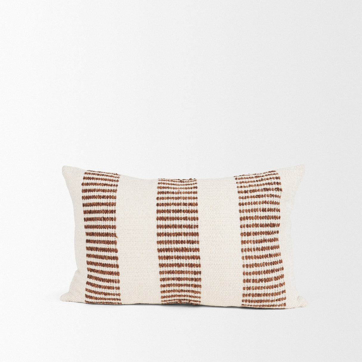 Levon 13x21 Lumbar Plush Cream w/ Orange Dashed Stripes Decorative Pillow Cover by Mercana at Eve Furniture