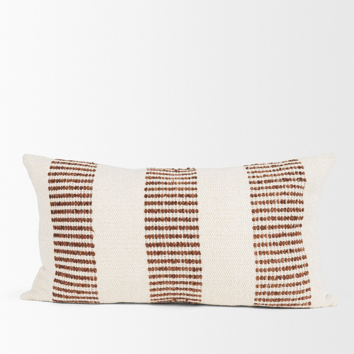 Levon 14x26 Lumbar Plush Cream w/ Orange Dashed Stripes Decorative Pillow Cover by Mercana at Eve Furniture