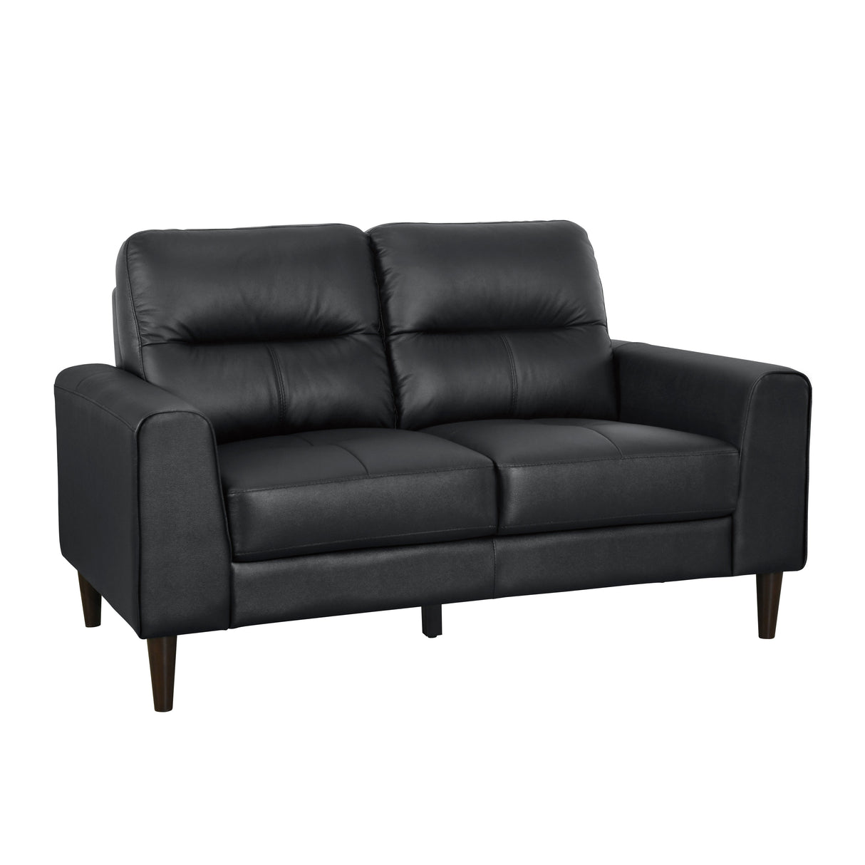 Lewes Black Leather Loveseat by Homelegance at Eve Furniture
