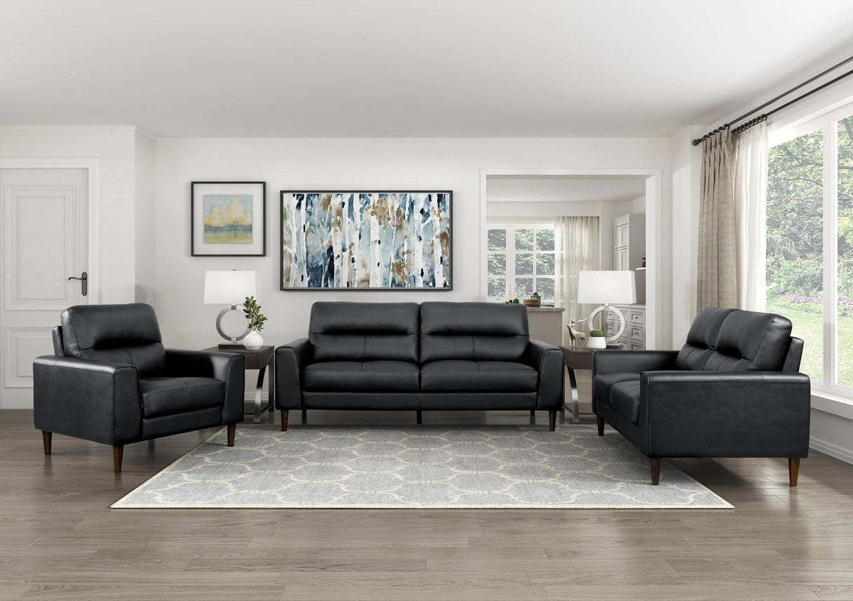Lewes Black Leather Sofa by Homelegance at Eve Furniture