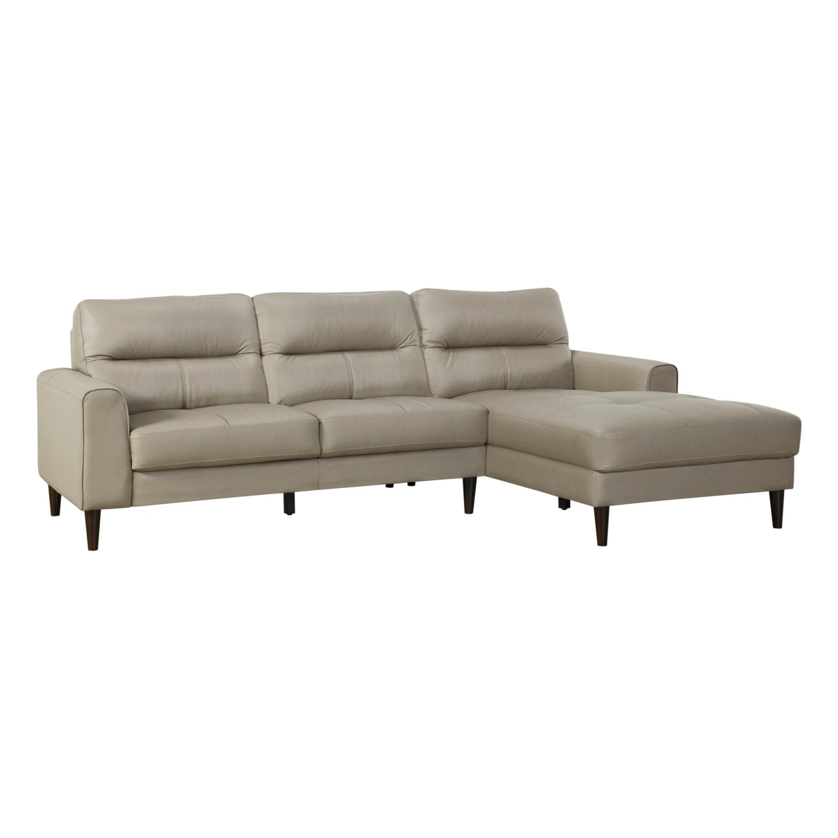 Lewes Latte Leather 2-Piece Sectional with Right Chaise by Homelegance at Eve Furniture