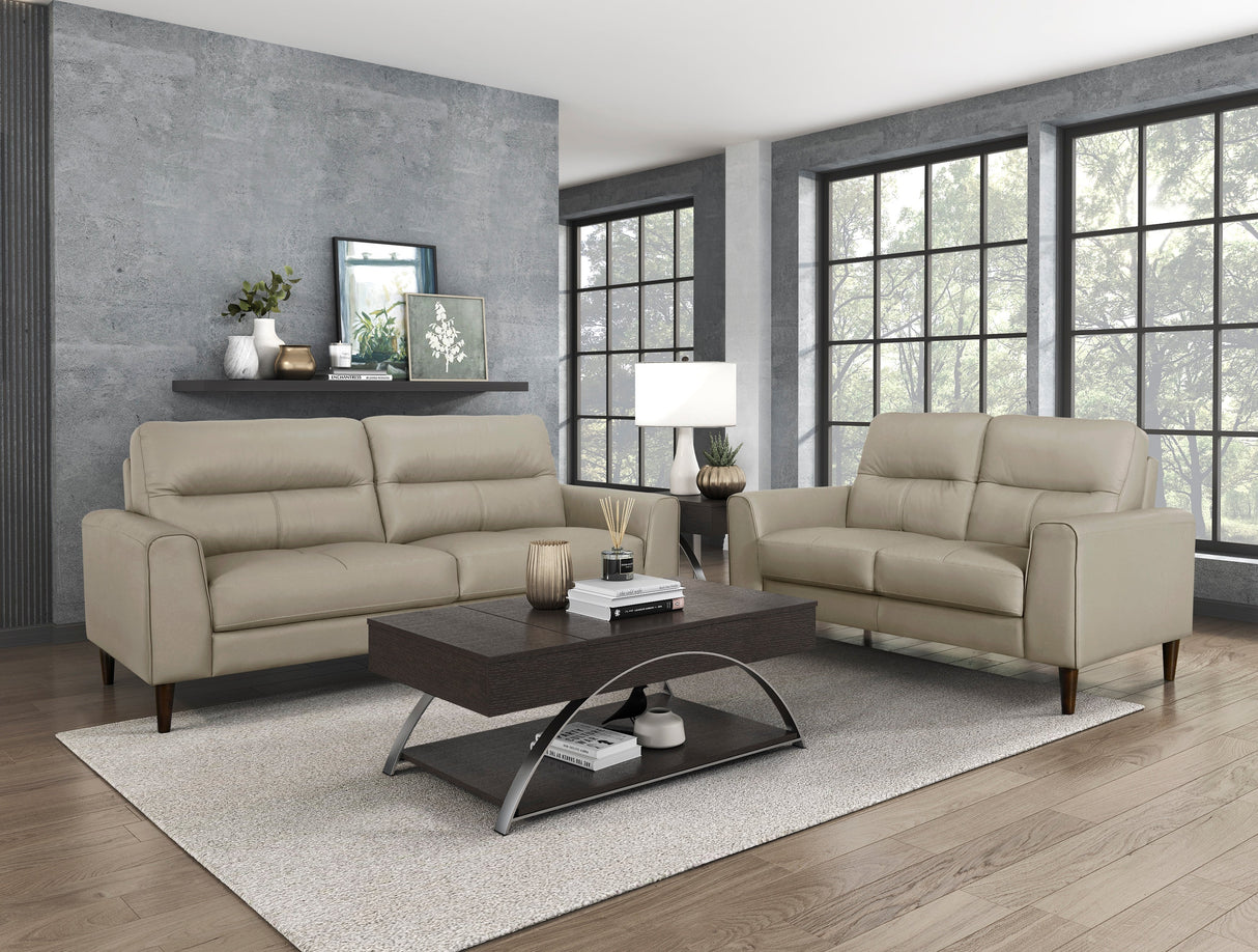 Lewes Latte Leather Loveseat by Homelegance at Eve Furniture