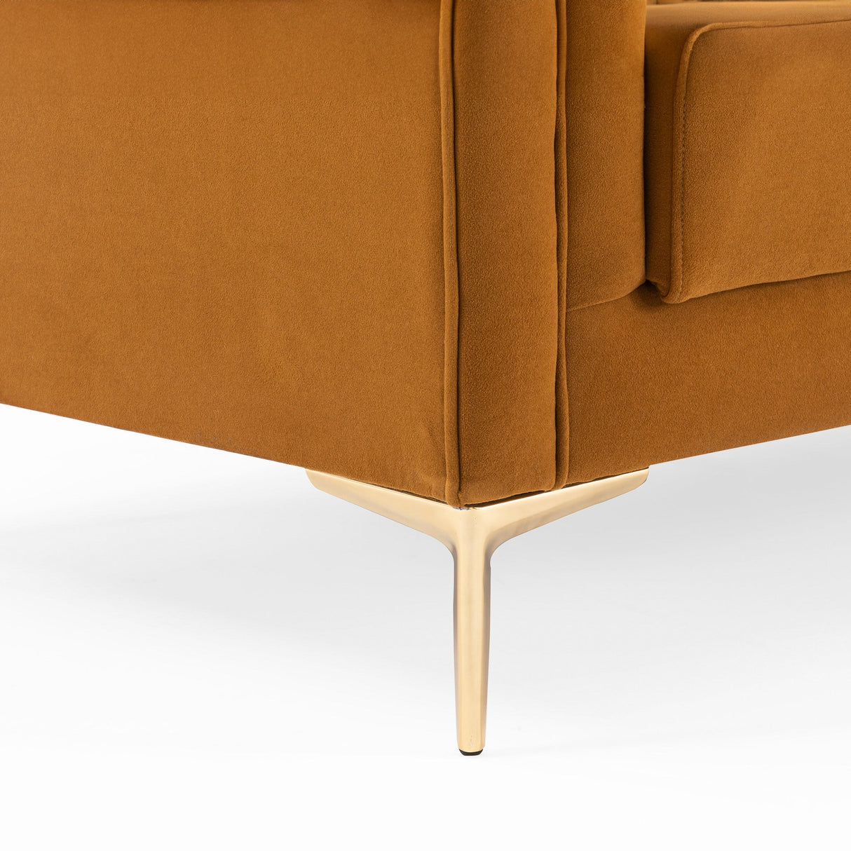 Lewis Cognac Velvet Sofa - 91" by Ashcroft Imports at Eve Furniture