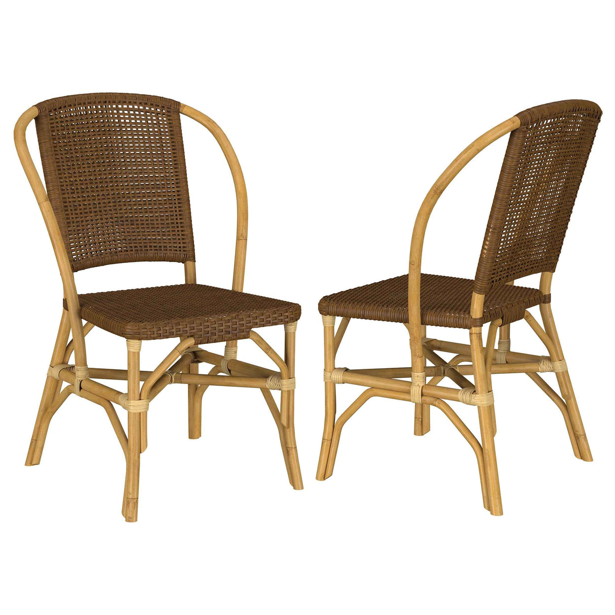 Lexley Woven Rattan Dining Side Chair Brown (Set of 2) by Coaster at Eve Furniture