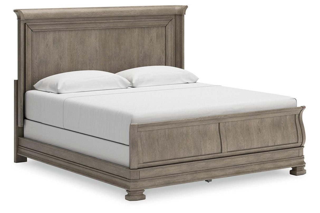 Lexorne Gray King Sleigh Bed by Ashley at Eve Furniture