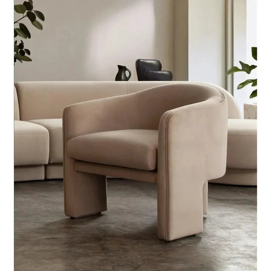 Leyah Camel Performance Velvet Accent Arm Chair by Diamond Sofa at Eve Furniture