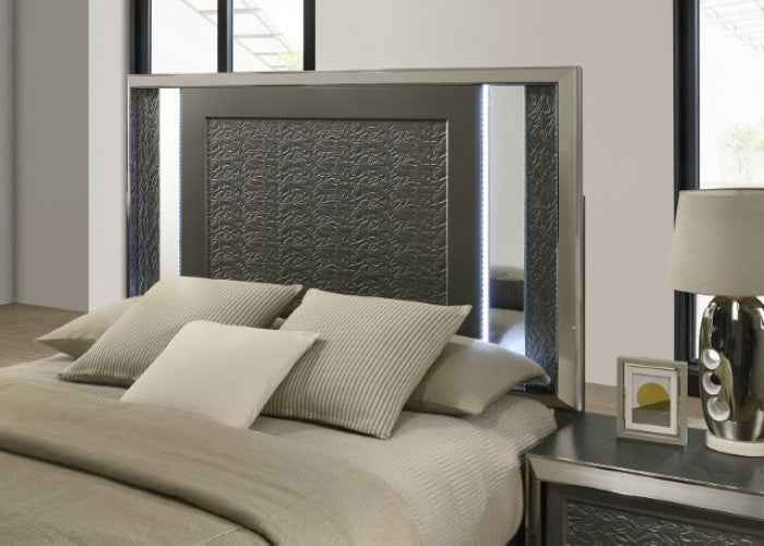 Leyland Dark Gray 4-Piece Queen Bedroom Set by Furniture of America at Eve Furniture