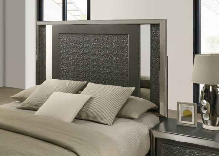 Leyland Dark Gray 4-Piece Queen Bedroom Set by Furniture of America at Eve Furniture