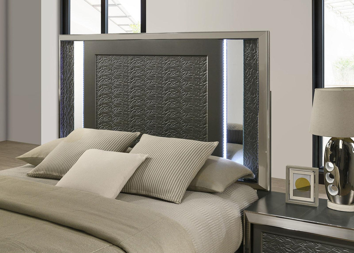 Leyland Dark Gray LED Queen Platfrom Bed by Furniture of America at Eve Furniture